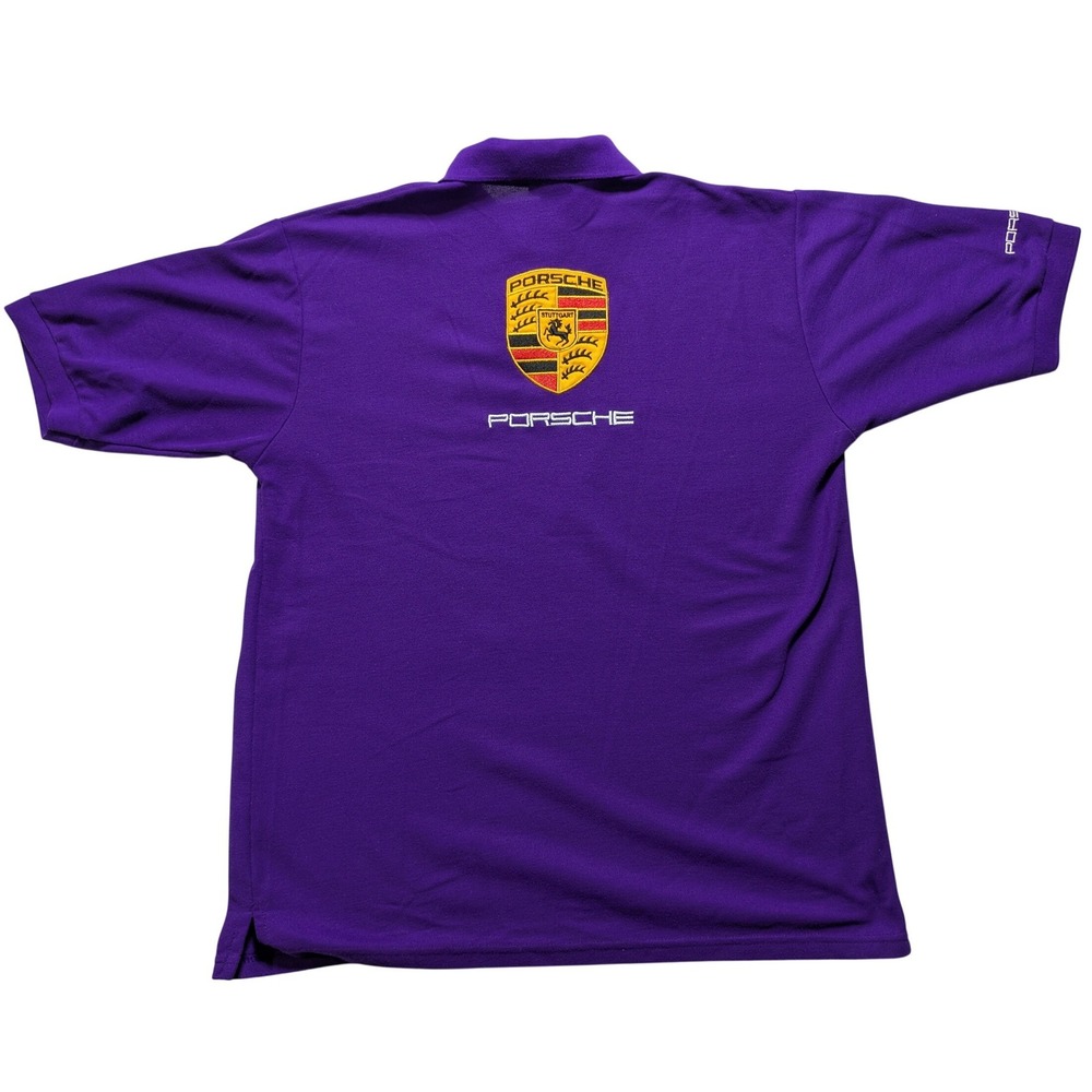 Porsche Mens Purple Cotton Pique Polo Shirt Embroidered Crest Size XXL